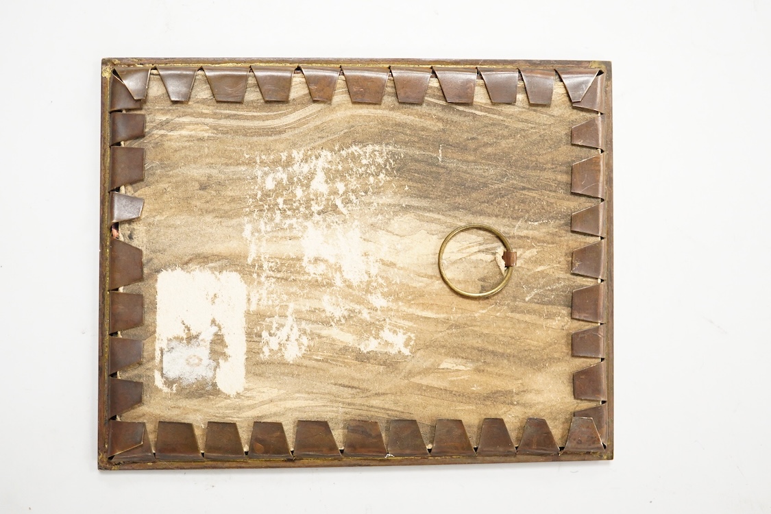 Léon Jouhaud (1874-1950), 'Retour au Logis', signed lower left, an enamel on copper plaque, 9.5 x 7cm